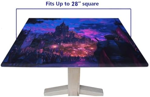Square Elastic Fitted Tablecloth, Medieval Fantasy Pattern Printed on Washable Fitted Table Cover Square, Perfect for Meals Coffee Guest Dinners, Fit for 28" x 28" Square Tables - Image 5