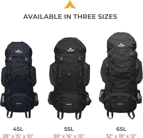 Teton 55L Scout Internal Frame Backpack for Hiking, Camping, Backpacking, Rain Cover Included, Pacific - Image 6