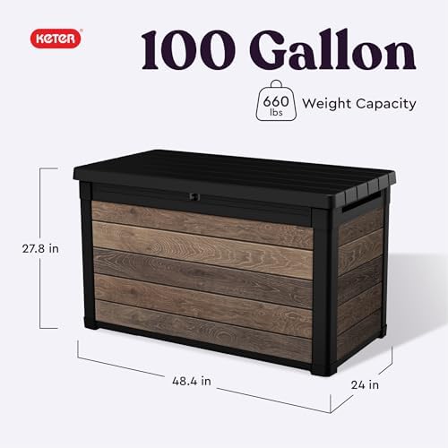 Keter Premium 100 Gal Outdoor Storage Box for Patio and Pool Accessories - Image 2