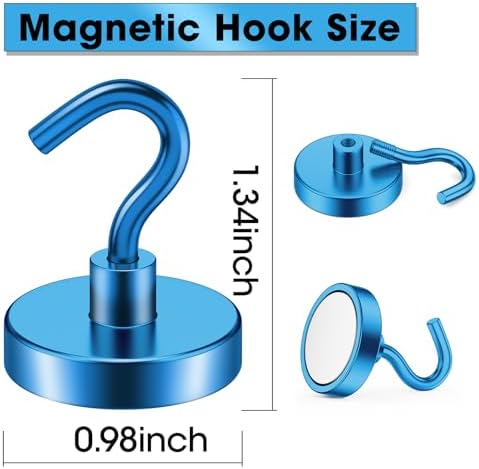 VNDUEEY Cruise Must Haves, 80 Lbs Magnetic Hooks, Cruise Magnets for Door, Travel Essentials, Magnetic Hooks for Hanging, Magnetic Hanger for Refrigerator, Kitchen, Classroom,Garage (Blue, Pack of 10) - Image 4