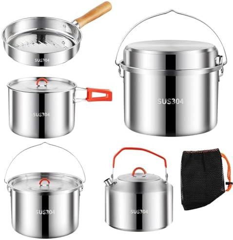 Camping Cookware Set 304 Stainless Steel Camping Pots and Pans Set - Image 4