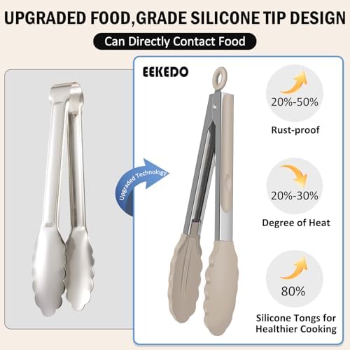 Kitchen Tongs, Stainless Steel Cooking Tongs with Silicone Tips - Image 3