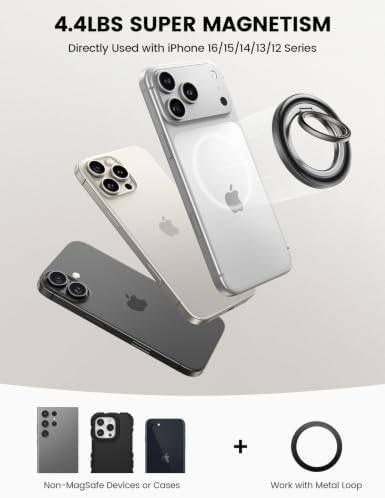 Lamicall [4.4lbs Ultra Magnet] Magnetic Phone Ring Grip for MagSafe - Image 6