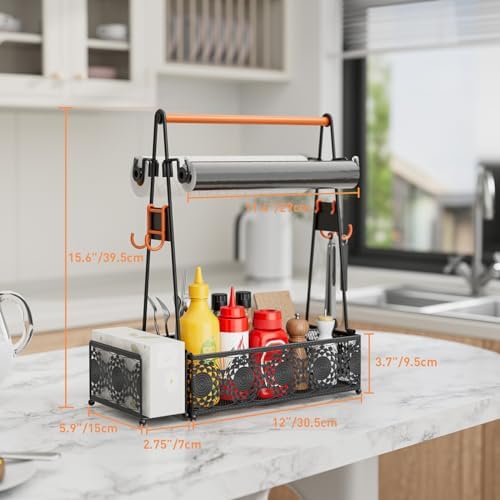 EKNITEY Outdoor Grill Caddy Organizer: BBQ Caddy with 2 Paper Towel Holders - Image 6