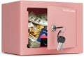 CDC DIGI Safe Box, Steel Security Safe Lock Box with Key Lock, Safe Box for Home, Office, Money, Jewelry, Documents and Valuables, 0.23 Cubic Feet, 9.06" W x 6.69" D x 6.69"H（Pink） by CDC+DIGI