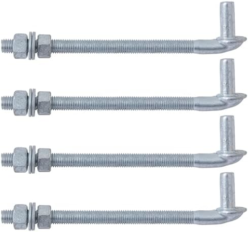 VIVIDA J Bolt Gate Hinge, 5/8" X 10" Gate Bolt Post Hinge, 4-Pack by VIVIDA