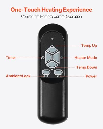 VEVOR Infrared Heater, 1500W Electric Space Heater with Remote Control, LED Screen & 24H Timer, Multiple Temperature Adjustable for Patio Bedroom,Living Room,Studio,Dining Room - Image 6