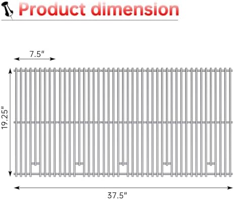 9MM 16517 Grill Grates Replacement for Bull Grill Replacement Parts, BBQ Bull Brahma 5 Burner 57568, 57569, 57568CE, 19” Lion Premium 40” 4 Burner L90000, 90000, 65073 Stainless Steel Grids - Image 3