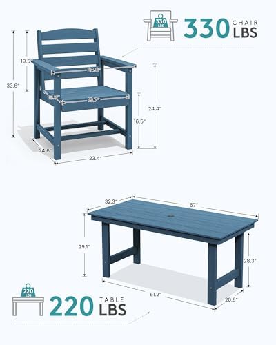 SERWALL Outdoor Dining Set, Patio Dining Set with Bench, Blue - Image 6
