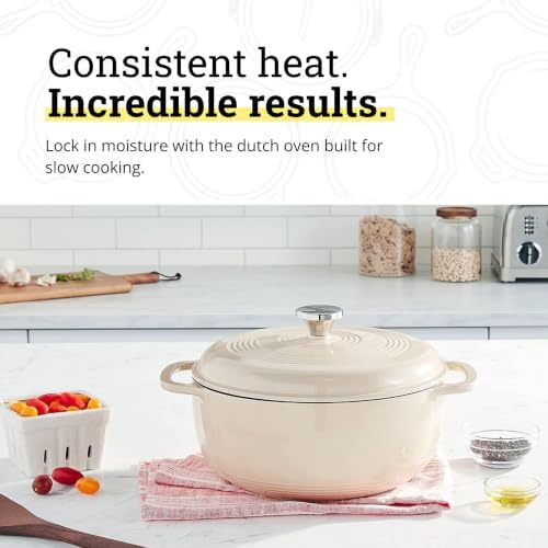 Lodge Essential Enamel Cast Iron Dutch Oven, 7.5 Quart, Sandalwood - Image 3