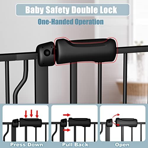 Extra Wide Baby Gate Black 63-71 Inch Wide Pressure Mounted Auto Close Child Safety Gate Long Dog Gate for House Doorways - Image 4