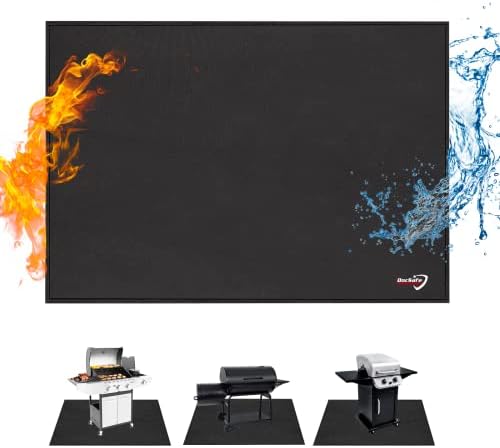 DocSafe 65 x 42 inches Under Grill Mat,Large 4 Layers Fire Pit Mat,Fireproof Mat Heat Insulated Protector for Deck,Patio,Grass,Smoker,BBQ,Reusable Oil-Proof and Waterproof Indoor Fireplace Pad,Black by DocSafe