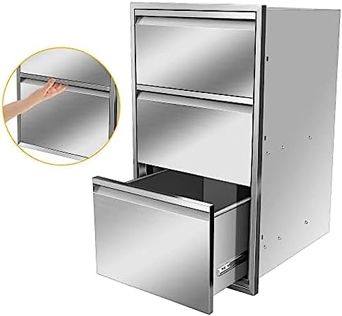Flush Mount Stainless Steel Double Drawers with Recessed Handles for Outdoor Kitchens Or BBQ Island,-17W X 30H X 21D Inch - Image 2