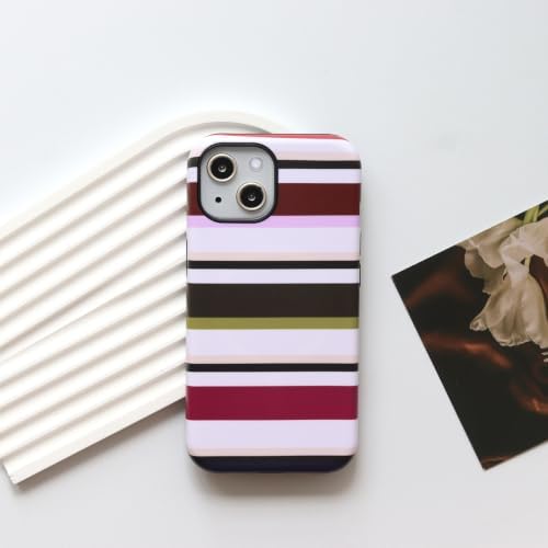 for iPhone 15 Plus Case, Magnetic Matte Frosted Dual-Layer Striped Phone Case for Women, Retro Aesthetic Cover Compatible with MagSafe Accessories - Retro Vineyard - Image 2