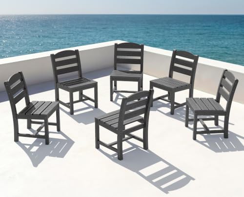 KINGYES Outdoor Armless Dining Chairs Set of 6,HDPE Patio Chairs,Grey by KINGYES
