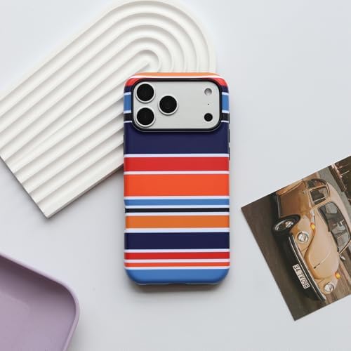 for iPhone 17 Pro Max Case, Magnetic Matte Frosted Dual-Layer Striped Phone Case for Women, Retro Aesthetic Cover Compatible with Mag Safe Accessories - Sunset Coast - Image 2