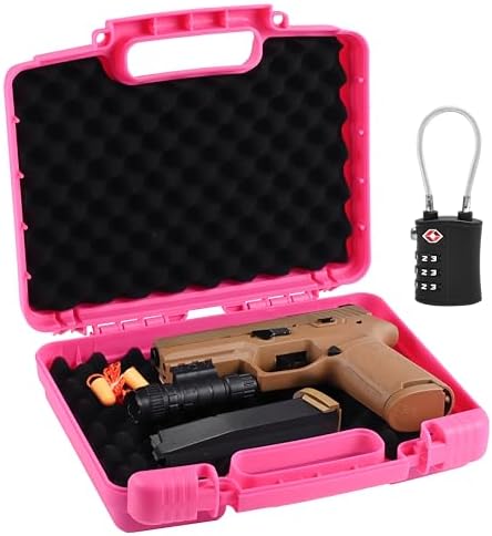 Kinghardcase 9mm Gun Case Lockable, TSA Approved Firearm Travel Case with TSA Lock, Pistol Case Hard Shell, Gun Safe for Handgun, Pistol, Revolver - Shockproof Gun Storage by Kinghardcase