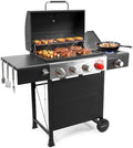MASTER COOK 4 Burner Propane Gas Grill with Side Burner, 56,500 BTU with Sear Burner, 549 Sq.in. Cooking Area, Porcelain Enameled Grates,Stainless Steel BBQ Grills for Outdoor Cooking Patio Garden by MasterCook