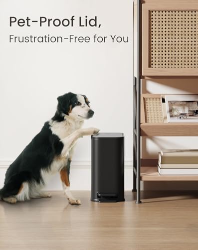 Cesun Small Black Bathroom Trash Can with Lid Soft Close & Pedal, 1.3 Gal - Image 6