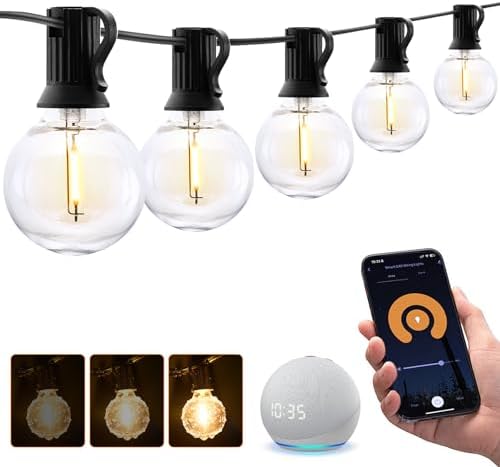XMCOSY+ Smart Outdoor String Lights, 150Ft G40 Globe Patio Lights with 75 LED Bulbs, WiFi & APP Control, Work with Alexa, Extendable Waterproof Dimmable LED String Lights for Outside, Porch, Cafe by XMcosy