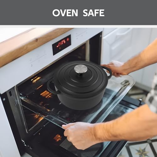 Dutch Oven Enameled Cast Iron with Lid - Big Dual Handles - Oven Safe up to 500°F - Classic Round Pot for Versatile Cooking (Matte Black(No Enameled, 4 QT) - Image 6