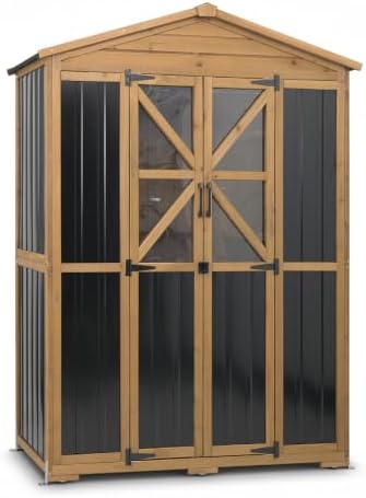 Outdoor Storage Cabinet, Weatherproof Garden Shed with 6 Shelves for Tools by PETSCOSSET