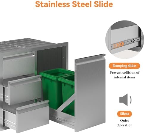 Jocisland 28-Inch Stainless Steel Outdoor Kitchen Drawer Cabinet - Image 6