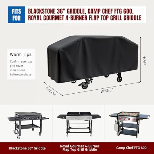 SHINESTAR Griddle Cover for Blackstone 36 Inch Griddle Without Hood, Heavy Duty Waterproof Flat Top Gas Grill Cover with Click-Close Straps, UV-Resistant BBQ Cover for More 4-Burner Griddle - Image 3