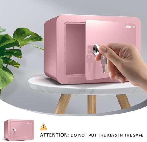 Marcree 0.23 Cubic Small Safe Box for Home, Mini Safes for Kids, Pink Safe - Image 4