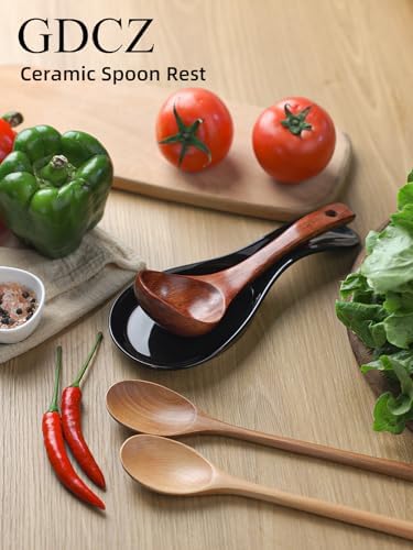 GDCZ Large Porcelain Spoon Rest for Kitchen Stove Top, Black - Image 6