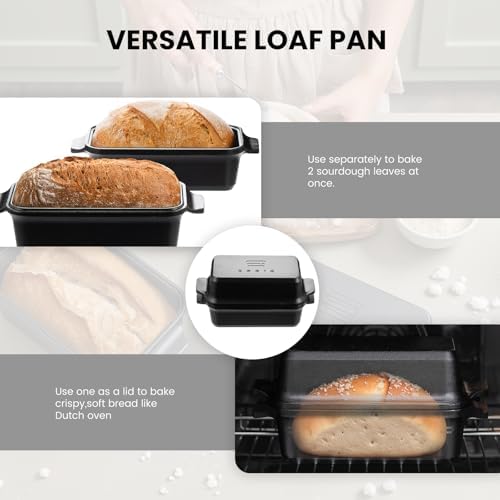 Cast Iron Dutch Oven for Sourdough Bread baking, 9×5 Loaf Pan with Lid, Bread Pans for Homemade Bread, 2 in 1 Dutch Oven Pot with Lid, Pre-Seasoned (4.5 QT) - Image 5