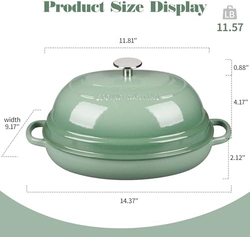 EDGING CASTING Enameled Oval Cast Iron Dutch Oven Pot with Lid, Bread Dutch Oven for Sourdough Bread Baking, Dutch Oven Bread, Bread Oven, 6QT, Sage Green - Image 2