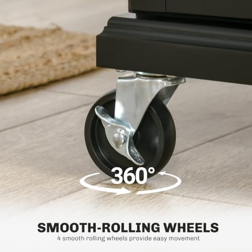 HOMCOM Kitchen Island on Wheels with Stainless Steel Countertop Black - Image 5