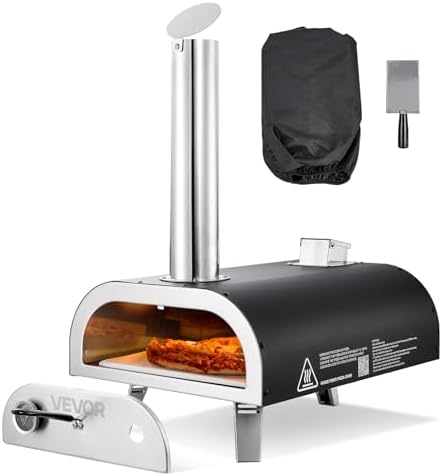 VEVOR Outdoor Pizza Oven, 12 Inch Wood Fired Pizza Ovens, Pellet Pizza-Stove with Thermometer, Portable Pizza-Maker for Outside Backyard Patio Camping, Pizza-Stone, Carry Bag, Shovel, Black by VEVOR