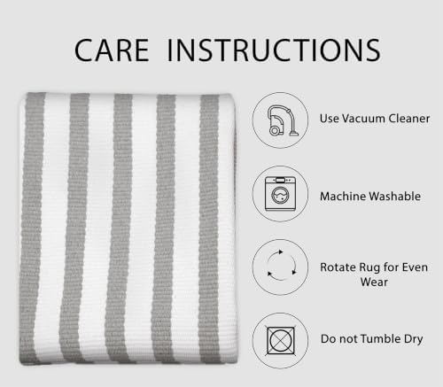 IOHOUZE 4x6 Striped Outdoor Rug, Washable Front Porch, Grey White - Image 3