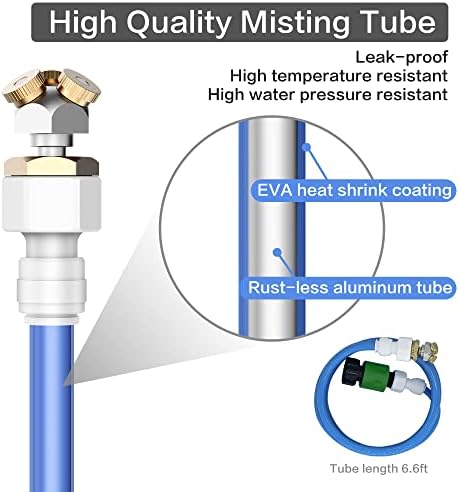 HAOWIN Upgraded Misters for Outside Patio, 3 Nozzles Fine Mist Leakproof 6.6FT Aluminum Bendable Hose Mister, Misting System for Patio Misters for Cooling Outdoor Greenhouse Chicken Coop Trampoline - Image 3