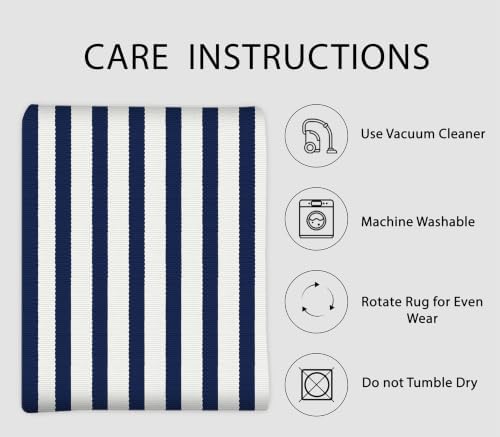 IOHOUZE 4x6 Striped Entryway Rug, Washable Front Porch, Navy White - Image 5