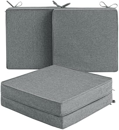 Outdoor Chair Cushions, Chair Pads, Set of 4, 17 x 16 in, Dark Grey by Unknown