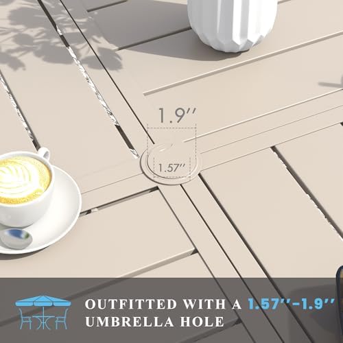 VICLLAX Patio Table and Chair Set of 4, All Weather Metal Round Outdoor Dining Furniture Set-40.6" Round Outdoor Table and Chairs, Sandshell Tabletop - Image 2