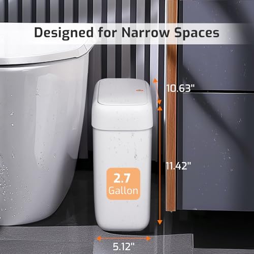 Small Bathroom Trash Can with Lid 2.6 Gallon Garbage Can with 20 Trash Bags - Image 2