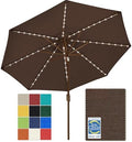 EliteShade USA 10-Year-Non-Fading 9ft Market Patio Umbrella, Commercial Grade Table Sun Umbrella with 80 Solar LED Lights, Crank Open, Windproof & UPF 50+ UV Protection for Garden, Deck, Pool, Backyard, Chestnut by EliteShade