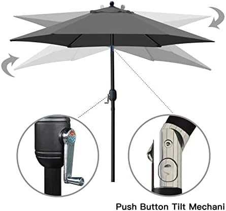 Sunnyglade 7.5' Patio Umbrella Outdoor Table Umbrella Tilt Crank Dark Grey - Image 2