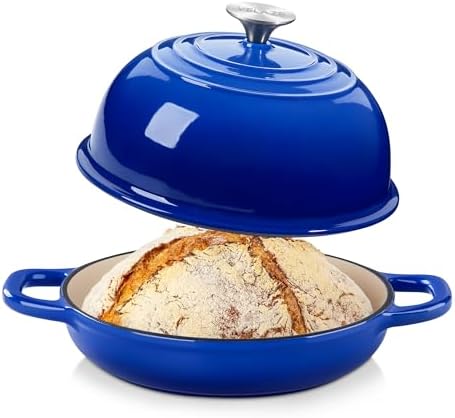 Velaze 5 QT Enameled Cast Iron Dutch Oven for Bread Baking with Dome Lid by Velaze