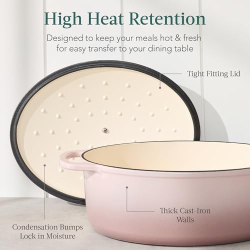 Best Choice Products Oval 7.5 Quart Enamel Cast-Iron Dutch Oven, Heavy-Duty Pre-Seasoned for Baking, Cooking w/Side Handles – Mushroom Beige - Image 6