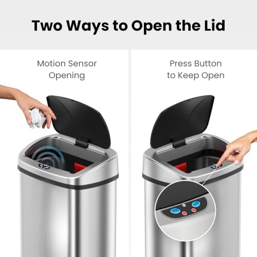 iTouchless Patented Large 24 Gallon Motion Sensor Trash Can | Odor Filter - Image 3