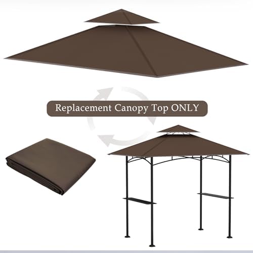 5' x 8' Grill Gazebo Replacement Top, Brown Canopy Top Cover Only - Image 6