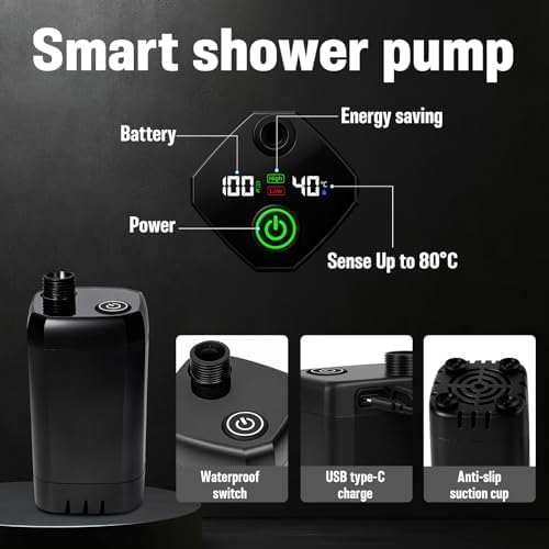 Portable Shower for Camping, 6000mAh Rechargeable Camp Shower Pump with Large Capacity Foldable Bucket, Filtered Shower Head, Outdoor Camping Shower Kit for Travel, Pet Bath, Car Washing - Image 5