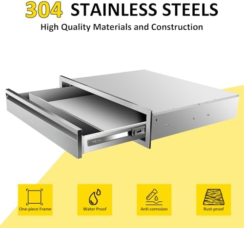 Outdoor Kitchen Drawers 30" W x 6.5"H x 23"D Flush Mount Single BBQ Drawers Built-in Stainless Steel Drawer for Outdoor Kitchen Island, Patio Grill Station - Image 4