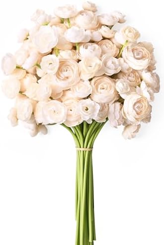 Fake Flowers Faux Flower Artificial Ranunculus Flowers Champagne Peonies by Waipfaru