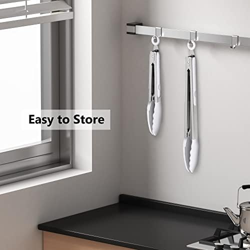 2 Pack Silicone Kitchen Tongs, 9 & 12 Inch, Stainless Steel, Light Grey - Image 6
